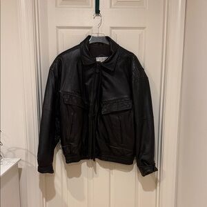 John Ashford Black Leather Bomber Jacket
